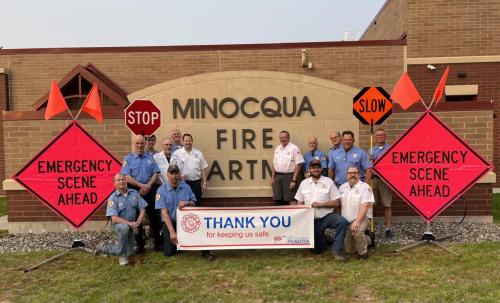 The Minocqua Fire Department with their new signage